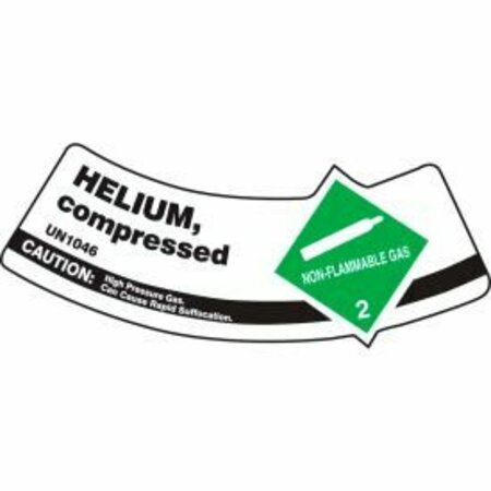 ACCUFORM Accuform Gas Cylinder Shoulder Label, Helium Compressed, Dura-Vinyl MCSLHEGXVE